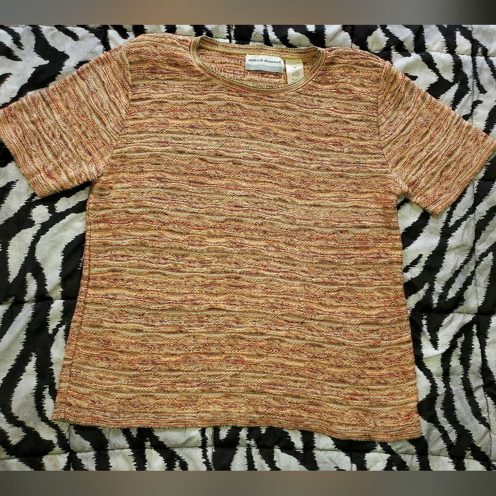 Eye-catching Stripe Knit Top by Alfred Dunner - Size Petite Medium
